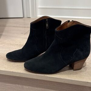Isabel Marant Etoile Black Suede Dicker Booties 38